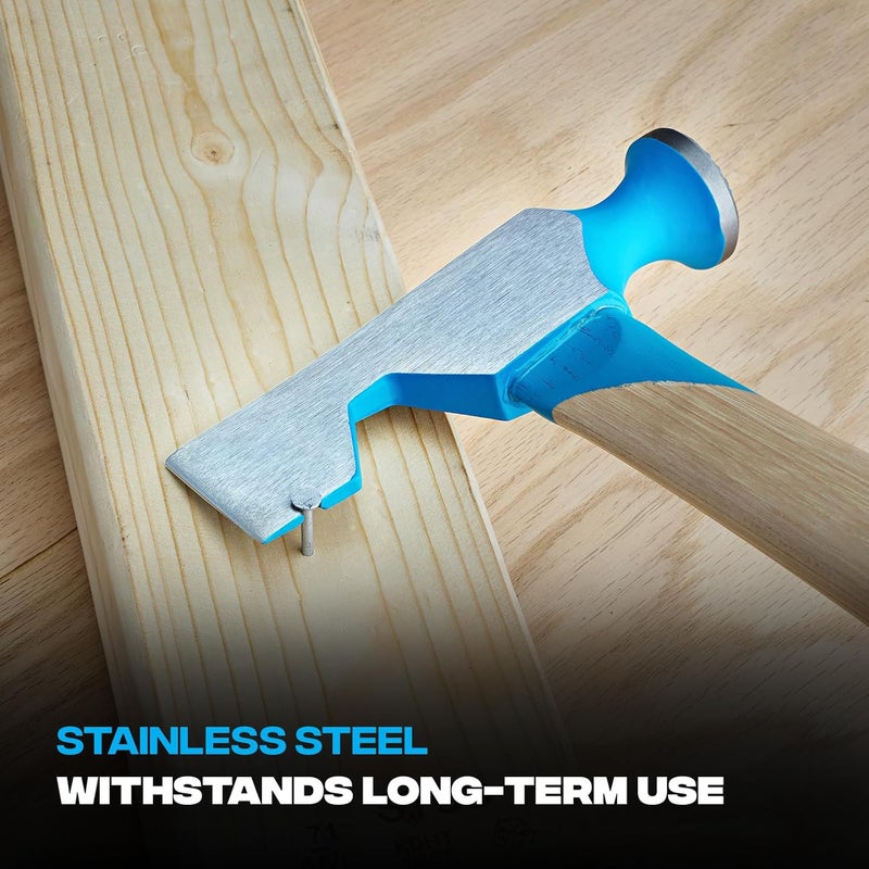 Ox Tools Pro 12oz Dry Wall Hatchet Hammer Combo with TPR Grip and Nail Puller Straight Hickory Handle Milled Face Drywall Hammer Tool Hatchet Hammer -P088712 - Image 3